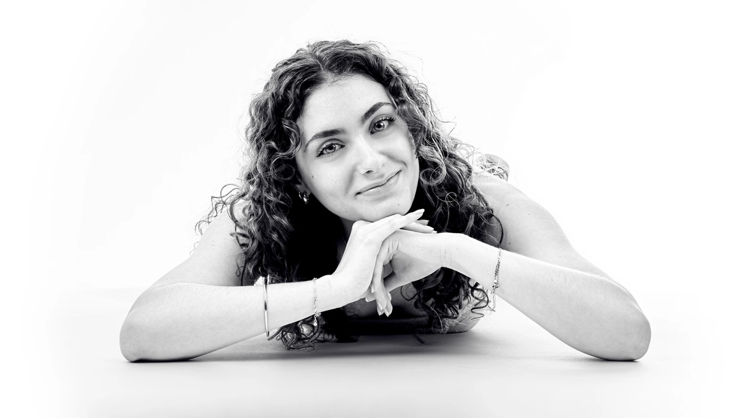 High-contrast Fine Art black and white portrait